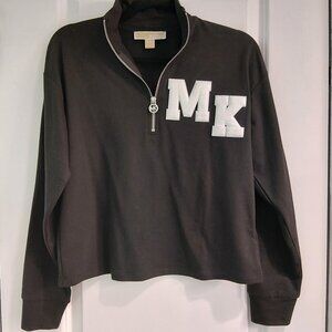 Michael Kors Long Sleeve Activewear 110$ PULLOVER SWEATER Size XS Zip neck black